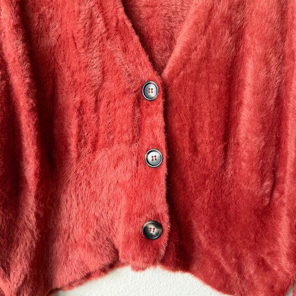 Free People One Soft Cozy Oversized Red Cardigan Size S - Picture 5 of 5